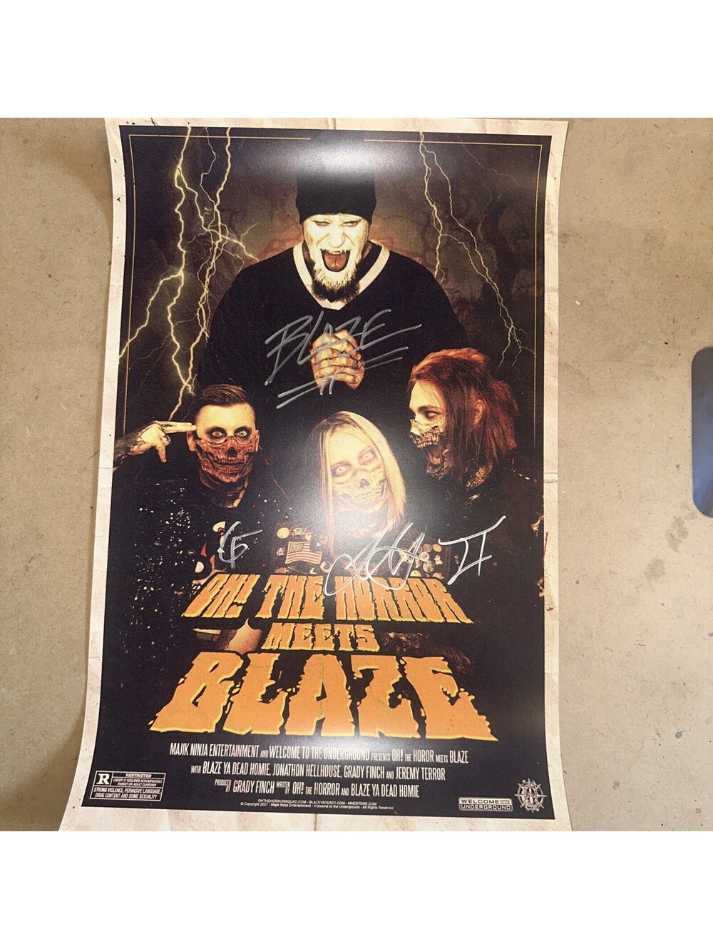 Blaze Ya Dead Homie Autographed 11x17 Poster Oh The Horror Twiztid Signed